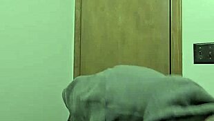 the skinny girl with small waist strips naked in the bathroom, exposing her body to the big cock