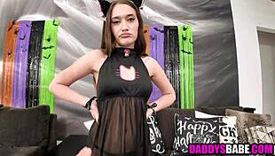 Step Dad And Step Daughter's Halloween Sex Is Taboo, With Fingering, Blowjob, And More!