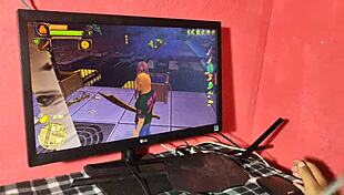 Discovering her playing a game leads to an intimate request