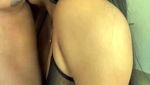 cute brunette girl sucks and licks puffy nipples non-stop in amateur couple fetish