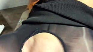 Naughty Redhead Secretary in Shiny Pantyhose Teases Boss with Nylon Fetish