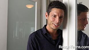 Petite brunette teen Alex Mae performs rough blowjob before getting ruthlessly fucked in hardcore fetish scene