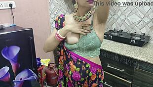 Cheating Wife Licks Shaved Pussy in Kitchen