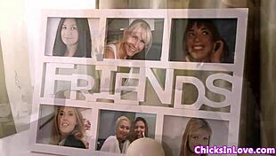 busty eurobabe gets her pussy licked by pretty girlfriend in close up