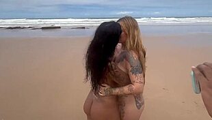 friends fucking in lingerie on the beach! admire the nature too!