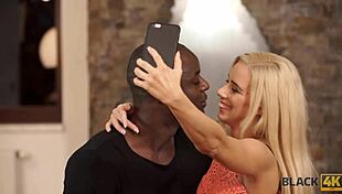 Blonde pornstar licks big black cock during selfie and they fuck?
