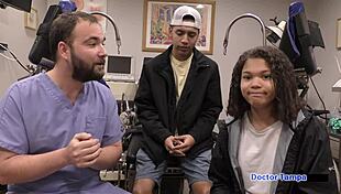 Dr tampa conducts tampa university entrance physical with michelle anderson