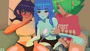 in this animation, x explores lesbian encounters with intense pussy focus