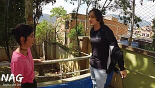 Cindy Luna bent over by gym trainer for rough cardio pounding