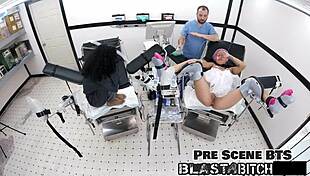 Step sisters enjoy behind-the-scenes fun with long hair and latina vibes.