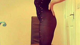 Bodystocking heels and insertion play leading to standing orgasm