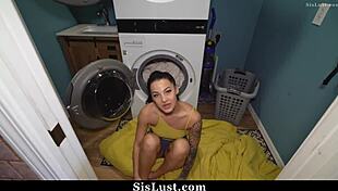 petite teen stepsister gets caught and banged hard in pov with big cock doggystyle and cowgirl riding her tight ass