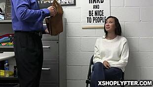 Madi Laine got caught at work and fucked by Officer Rusty Nails in interracial doggystyle