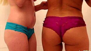 fucking that blondes wet pussy in the shower is every lesbians dream come true