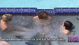 the girls are playing naked in the jacuzzi at our spring break party house