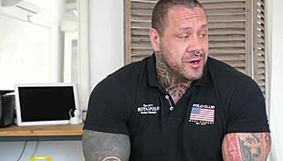 Amateur teen secretary with tattoos enjoys bareback gay fuck in office with big cock