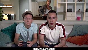sexy milfs riding stepsons cocks during gaming session