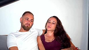 Beautiful brunette milf with big tits performs first time on camera