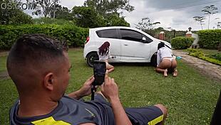 Latina uses big ass to attract and fuck client.