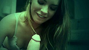 Amateur teen giving a POV handjob and blowjob until cumshot