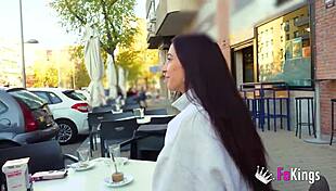 Petite Sofia Sweet squeezes 10-inch cock hard.