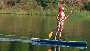 Tall skinny girl flashes her small tits in pink micro bikini at the beach