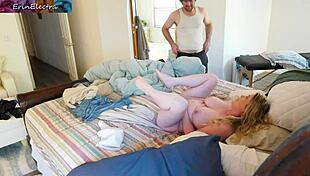 Horny Stepmom Masturbates to Stepson's Big Hard Cock