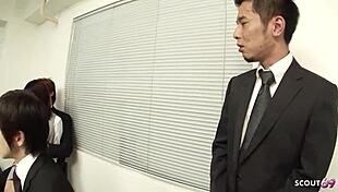 Teen Secretary Seduces Boss In Rough Office Blowbang With Cum In Mouth!