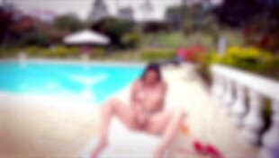 i'm the hot latina seducing my lover by the pool with masturbation