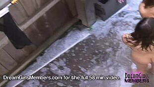 the girls are playing naked in the jacuzzi at our spring break party house