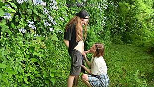 Village Girl Shakes Ass in Hydrangea Gardens Fuck!