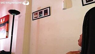 brunette slut teases solo masturbation on webcam in thong