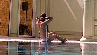 I show my petite tits and tight pussy underwater