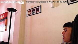 brunette slut teases solo masturbation on webcam in thong