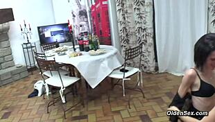 let's have fun after dinner, mature ladies say to babe in group orgy