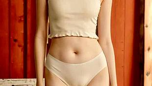 Adorable Lingerie Models Pose on the Farm in Cute Panties and Underwear. They Go Barefoot, Showcasing Sexy Styles Amid Ranch Scenery.