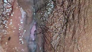 Wifey teases with vibrator as husband watches her tight pussy