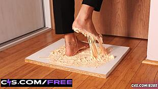 Ivanka's Foot Stuck Fetish - Perfect Soles Crush Gooey Glue Trap