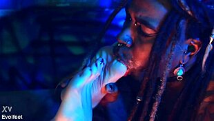 intriguing heel play and foot domination with sucking and spitting