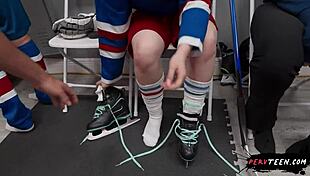 big ass teen seduces cameraman with blowjob in locker room