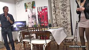 let's have fun after dinner, mature ladies say to babe in group orgy