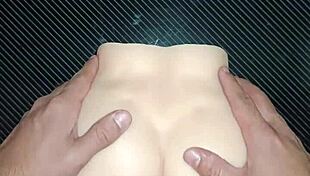 Candy bends over the desk in doggystyle for hard anal and pussy fucking with creampie dripping on her big ass