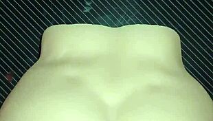 Candy bends over the desk in doggystyle for hard anal and pussy fucking with creampie dripping on her big ass