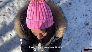 I let stranger cum in pussy in snowy forest