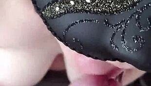 Homemade milf wife gives blowjob to amateur cock, leading to big cumshot on natural tits.