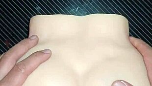 Candy bends over the desk in doggystyle for hard anal and pussy fucking with creampie dripping on her big ass