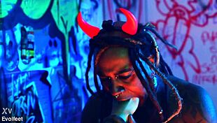 intriguing heel play and foot domination with sucking and spitting