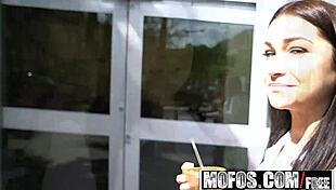 Pilates instructor Jennifer Jacobs gets picked up and fucked in alley by Levi Cash