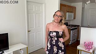 Stepmom misses her flight for taboo creampie sex with not son! She rides cowgirl in deepthroat pov action.