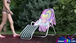 Hot Brunette with Medium Tits and Perfect Curves in Closeup Pussy Licking and Sucking Outdoor